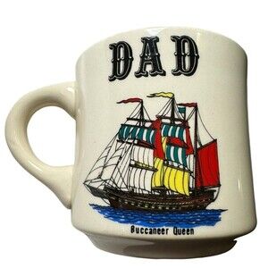 Nice MINTY Vintage DAD Nautical Buccaneer Queen Pirate Ship Coffee Mug RARE